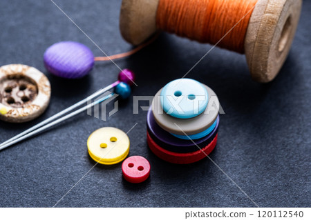 Bright buttons, spool thread and pins Bright buttons, spool thread and pins 120112540
