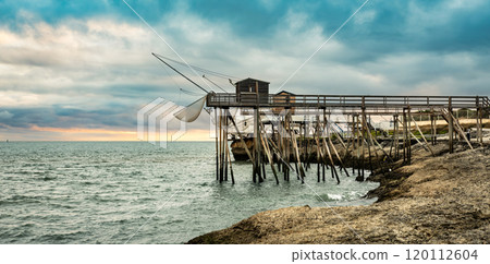 Traditional fisherman hut in french coast Traditional fisherman hut in french coast 120112604