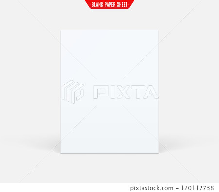blank paper sheet white color with shadow isolated on grey background. empty brochure or gift card for your purposes in the design. vector illustration blank paper sheet white color with shadow isolated on grey background. empty brochure or gift card for your purposes in the design. vector illustration 120112738