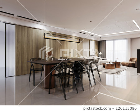 Modern open-concept living and dining room interior design for contemporary homes Modern open-concept living and dining room interior design for contemporary homes 120113086