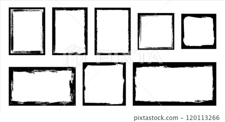 Set of grunge square and rectangular windows. Frame with rough erased borders. Retro border for collage and design with vintage effect Set of grunge square and rectangular windows. Frame with rough erased borders. Retro border for collage and design with vintage effect 120113266