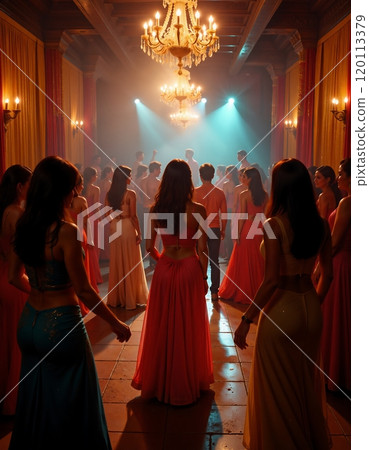 Enchanting evening gala in elegant ballroom setting 120113379