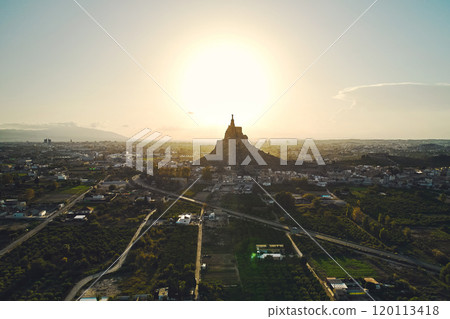Silhouette of Monteagudo statue at sunset Silhouette of Monteagudo statue at sunset 120113418