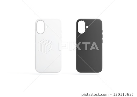Blank black and white phone case mockup, front view 120113655