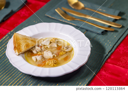 Traditional Christmas food in Czech Republic - fish soup Traditional Christmas food in Czech Republic - fish soup 120113864