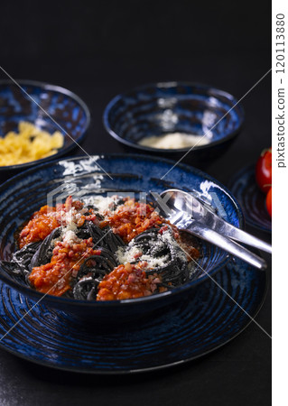 Italian still life with pasta and tomatoes 120113880