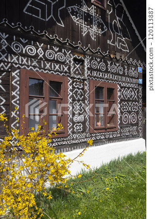 Unique decoration of houses in Cicmany, UNESCO World Heritage Site, Slovakia Unique decoration of houses in Cicmany, UNESCO World Heritage Site, Slovakia 120113887