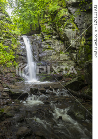 Starohutiansky waterfall near Nova Bana and Zarnovica, Pohronsky Inovec mountains, Slovakia Starohutiansky waterfall near Nova Bana and Zarnovica, Pohronsky Inovec mountains, Slovakia 120113932