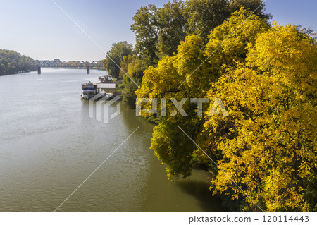 Confluence of Bodrog and Tisza rivers in Tokaj town, Tokaj region, UNESCO site, Great Plain, North Hungary Confluence of Bodrog and Tisza rivers in Tokaj town, Tokaj region, UNESCO site, Great Plain, North Hungary 120114443