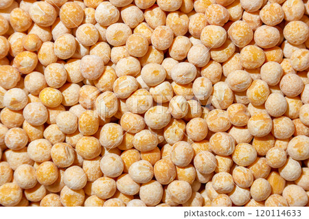 Uncooked Yellow Polished Peas Background 120114633
