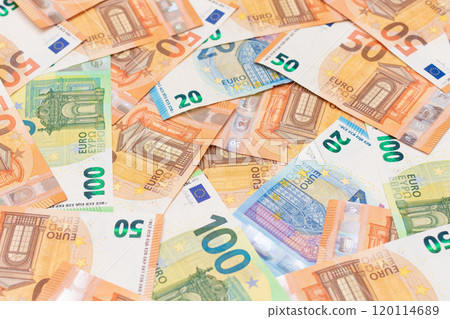 Different Euro Banknotes Money Background 120114689