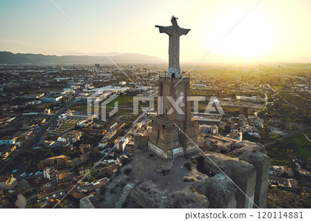 Monteagudo statue monument atop of hill 120114881