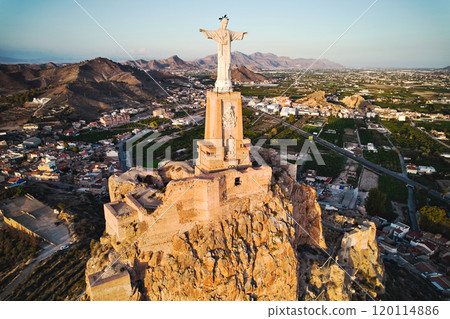 Monteagudo statue monument atop of hill 120114886