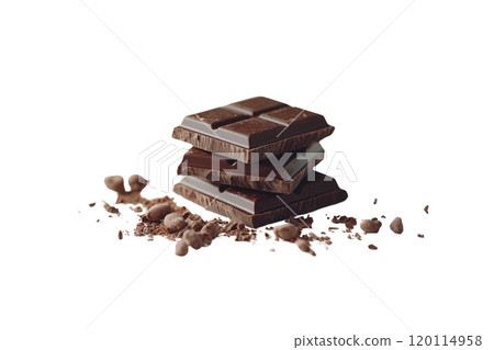 Rich dark chocolate stacked with cocoa powder,...-插圖素材 [120114958 ...