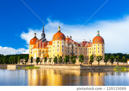 Beautiful view of Moritzburg Castle in Saxony, Germany Beautiful view of Moritzburg Castle in Saxony, Germany 120115089