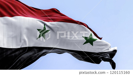 Close-up view of the Syria national flag waving in the wind 120115160