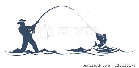 Fisherman silhouette illustration 120115175