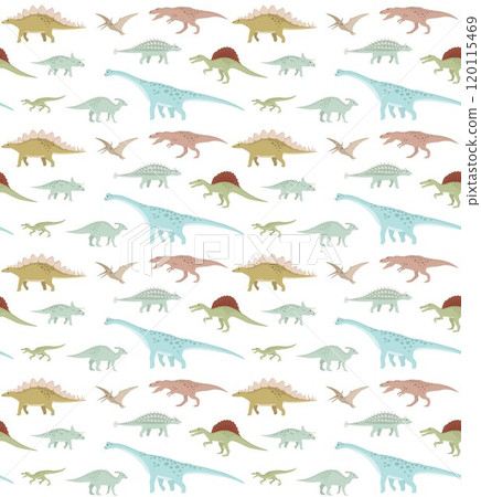 Vector seamless pattern of hand drawn dinosaurs 120115469