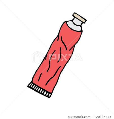 Vector hand drawn doodle sketch colored paint tube Vector hand drawn doodle sketch colored paint tube 120115473
