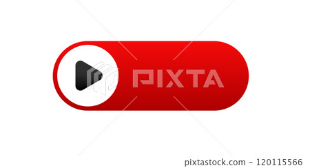 Play button banner icon. Red play button. 120115566