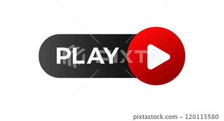 Play button banner icon. Red play button. 120115580