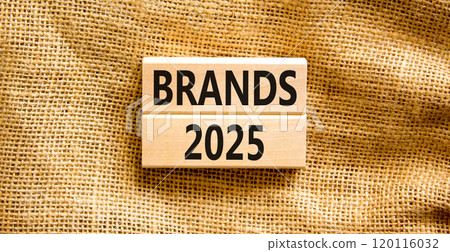 Planning brands 2025 new year symbol. Concept words Brands 2025 on beautiful wooden blocks. Beautiful canvas background. Business brands 2025 new year concept. Copy space. Planning brands 2025 new year symbol. Concept words Brands 2025 on beautiful wooden blocks. Beautiful canvas background. Business brands 2025 new year concept. Copy space. 120116032