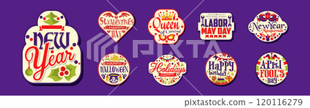 Holiday Sticker and Label with Inscription Vector Set 120116279