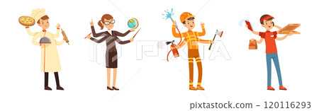 Multitasking People Character of Different Profession Vector Set Multitasking People Character of Different Profession Vector Set 120116293