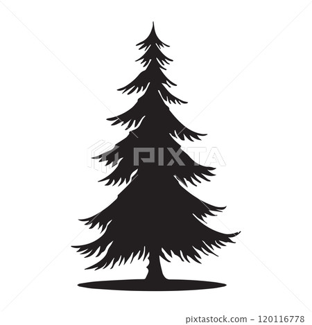 Black Silhouette Fir Tree Vector Icon for Nature Designs 120116778