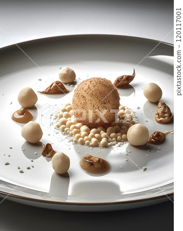 Elegant gourmet dessert presentation for fine dining and culinary inspiration 120117001