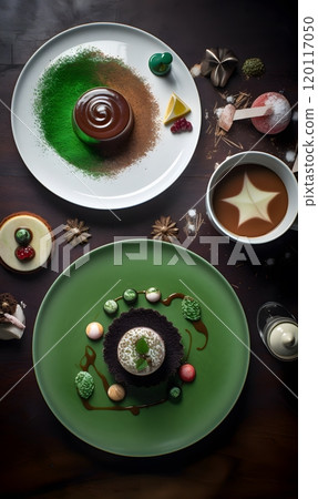 Gourmet dessert presentation with chocolate and coffee pairing for culinary inspiration 120117050