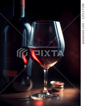 Sophisticated macro photography of red wine glass with elegant glow Sophisticated macro photography of red wine glass with elegant glow 120117196