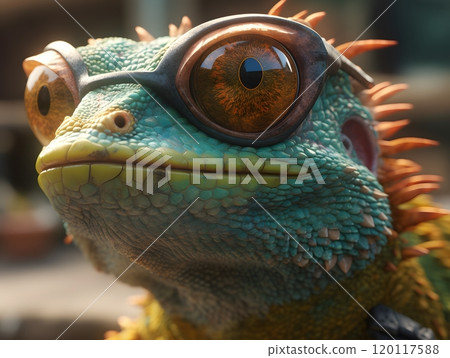 Stylish lizard with sunglasses - quirky summer vibes for creative design Stylish lizard with sunglasses - quirky summer vibes for creative design 120117588