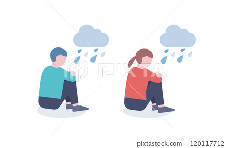 Man and woman holding knees 120117712