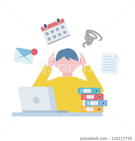 Male office worker confused by hard work Male office worker confused by hard work 120117738