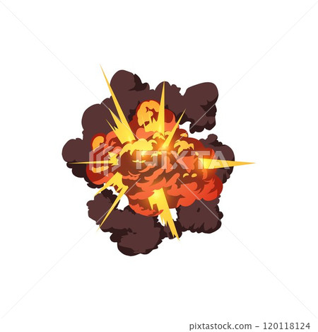 Vector effect of an explosion with smoke, flame and fire in cartoon style Vector effect of an explosion with smoke, flame and fire in cartoon style 120118124
