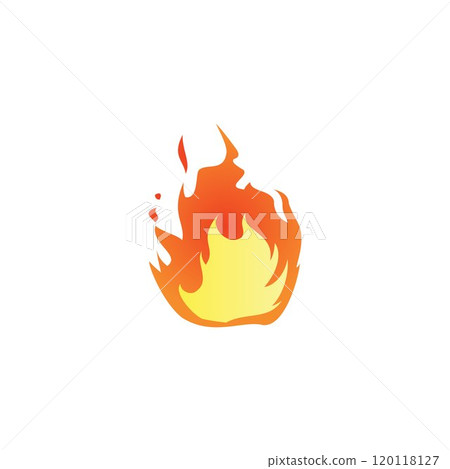 Vector large fire icon with the effect of flames and sparks in bright yellow-orange tones Vector large fire icon with the effect of flames and sparks in bright yellow-orange tones 120118127