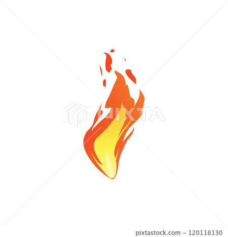 Vector fire icon with the effect of flames and sparks in bright yellow-orange tones 120118130