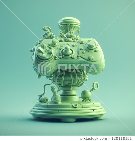 Lime green plastic joystick sculpture for console display 120118191