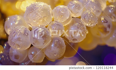 Dewdrop covered grapes at dawn 120118244