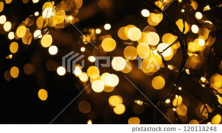 Golden lights create a festive night 120118248