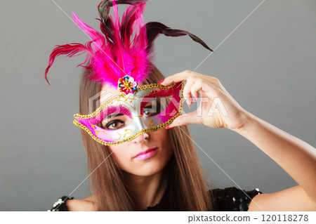 woman face with carnival mask woman face with carnival mask 120118278