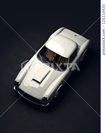 Classic white car on dark surface vintage elegance for automotive design and print 120118420