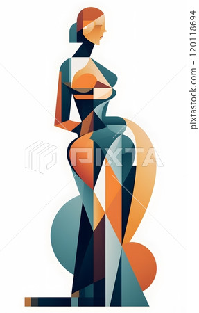 Geometric abstract art of a woman in vibrant colors Geometric abstract art of a woman in vibrant colors 120118694