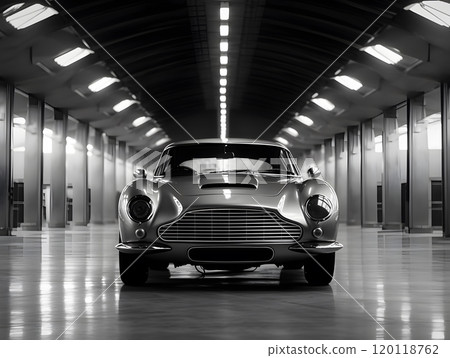 Vintage car elegance in black and white: automotive design for posters 120118762