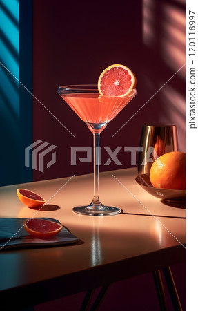 Elegant martini scene with citrus garnish for cocktail lovers and event design 120118997