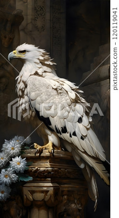 Majestic white eagle on ornate pedestal with floral accents by pieter franciscus dierckx Majestic white eagle on ornate pedestal with floral accents by pieter franciscus dierckx 120119041