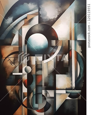 Abstract geometric cubist painting for modern artistic expression Abstract geometric cubist painting for modern artistic expression 120119351