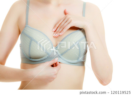 Woman chest in underwear bra lingerie 120119525