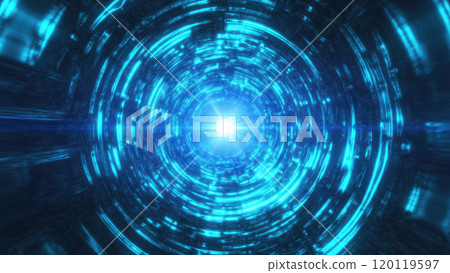 A futuristic tunnel with blue light radiating from the center, giving a cyberpunk and high-tech ambiance with glowing, circular energy waves background A futuristic tunnel with blue light radiating from the center, giving a cyberpunk and high-tech ambiance with glowing, circular energy waves background 120119597